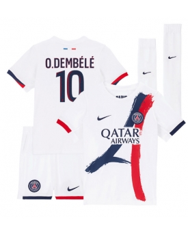 Billige Fotballdrakt Paris Saint-Germain Ousmane Dembele #10 Replika Bortedraktsett Barn 2025-26 Kortermet (med bukser)